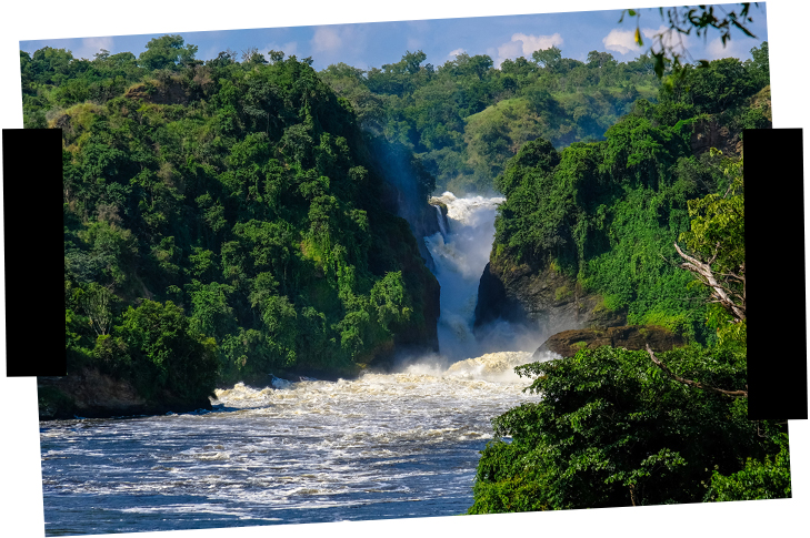 Viajes a medida. Viajes que inspiran. Cataratas en un gran río rodeado se selva verde