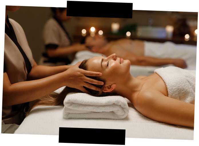 Viajes a medida. Viajes que inspiran. Una pareja recibe tratamientos en el ambiente relajante de un spa
