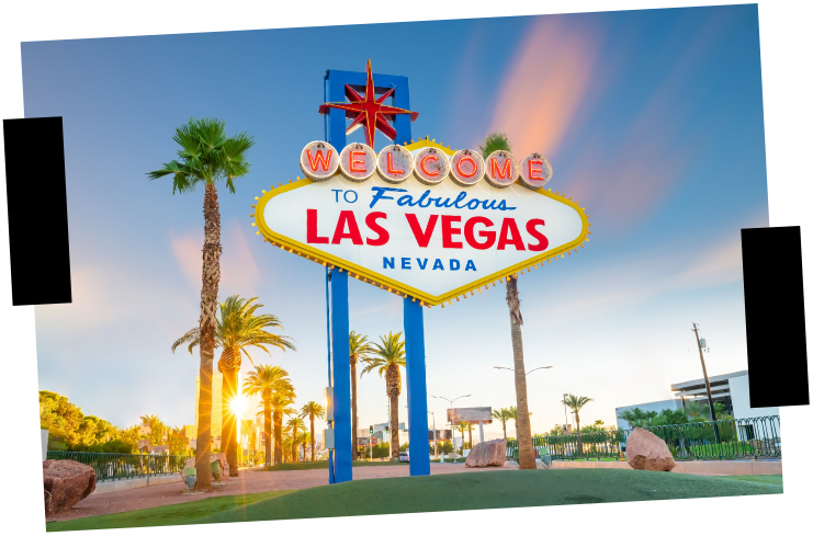 Viajes a medida. Viajes que inspiran. Letrero de bienvenida a La Vegas