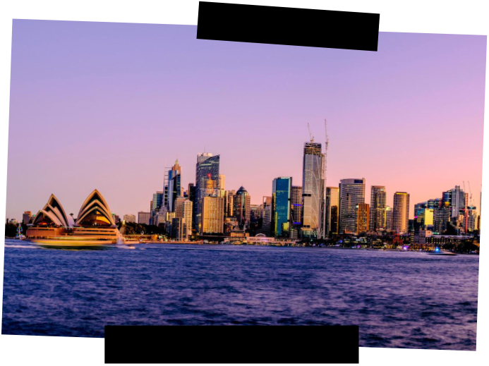 Viajes a medida. Viajes que inspiran. Skyline de Sydney con la ópera al atardecer